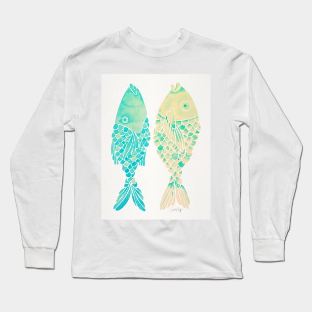 indonesian fish turquoise cream Long Sleeve T-Shirt by CatCoq